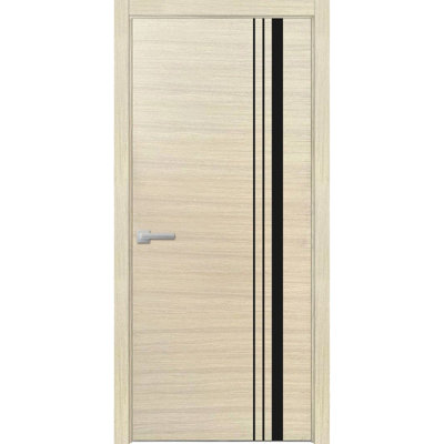 Porte intérieure moderne en bois pré-montée avec quincaillerie Planum 0011, placage naturel, panneau unique, cadre et moulures, portes robustes pour salle de bain et chambre à coucher - 42 po x 80 po