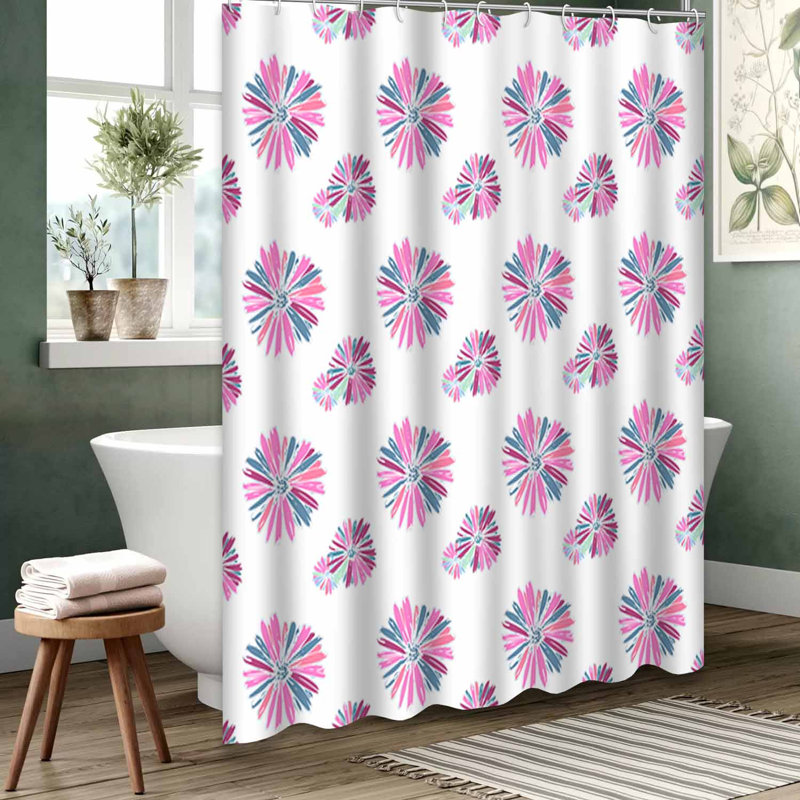 Rideau de douche rose imperméable, rideaux de douche pour la salle de bain avec 12 crochets, L 72 po x l 72 po