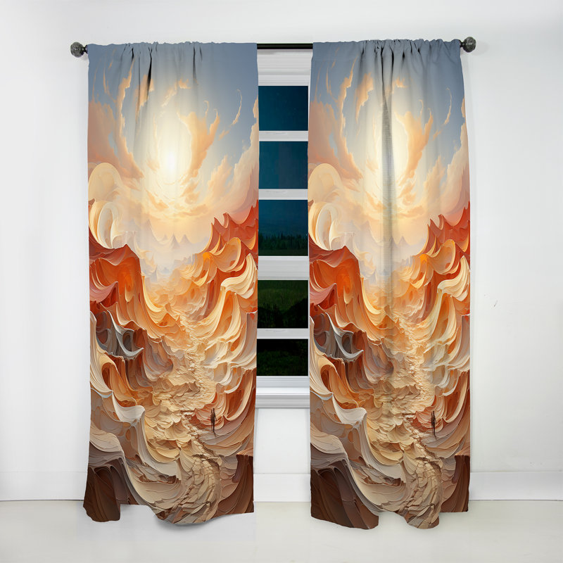 Fieldale Surreal Spiraling Sands Landscape - Surrealism Curtain - Velvet Room Darkening - 1 panel, 52" W x 63" L