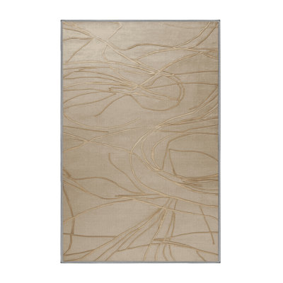 Machine Washable Abstract Grey Area Rug
