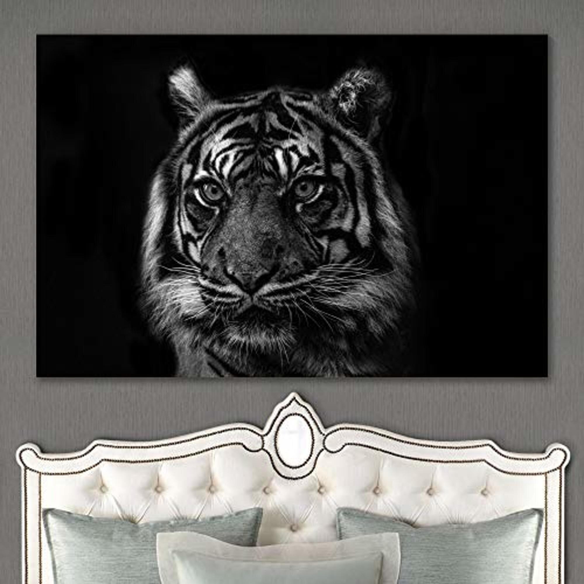 Black and discount white tiger pillow