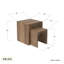 Ensemble de 2 tables gigognes modernes en bois massif avec structure ouverte arquée, finition rustique naturelle-1281306488