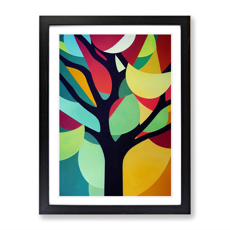 Unique Abstract Apple Tree Vol.3 - Single Picture Frame Print, 64cm H x 46cm W x 2cm D, Black