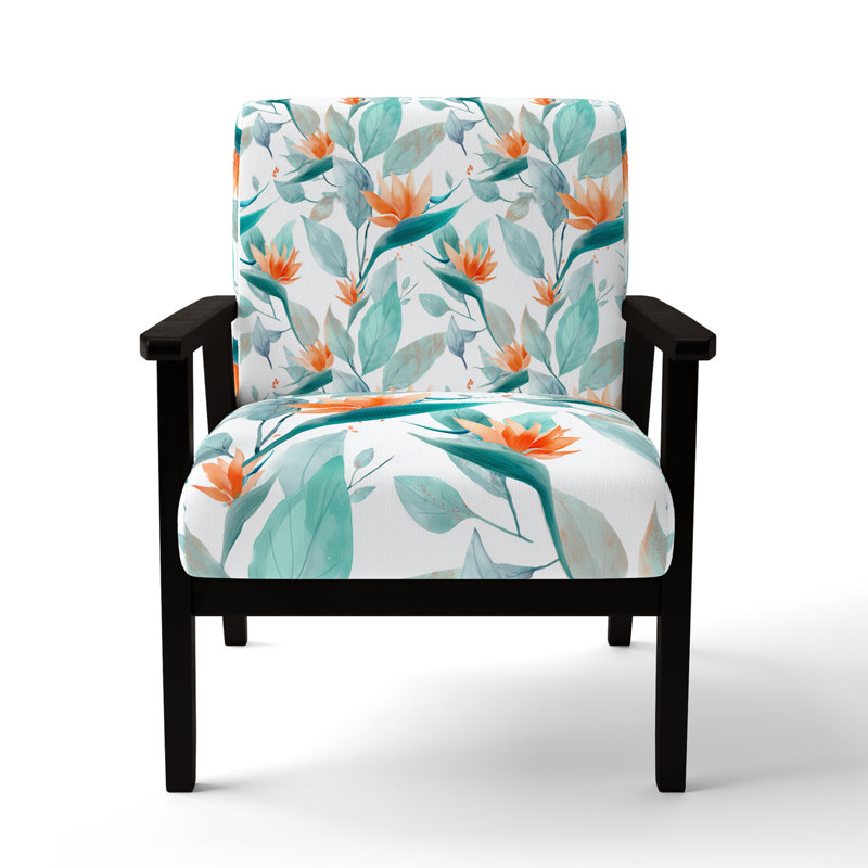 Chaise rembourrée Coastal, Accoudoirs carrés noirs