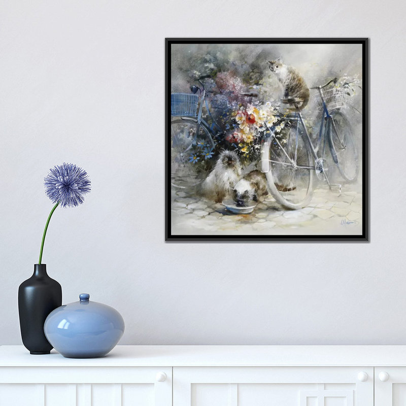 «Bicycle Race», impression sur toile, H 18 po x l 18 po x P 1,5 po, Toile avec cadre noir, Pas de tapis