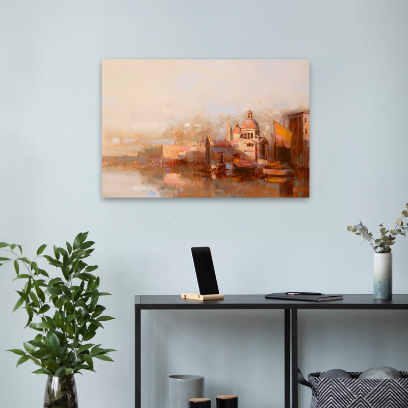 Paysage urbain de Venise, Italie, art abstrait, art contemporain, H 24 po x l 16 po
