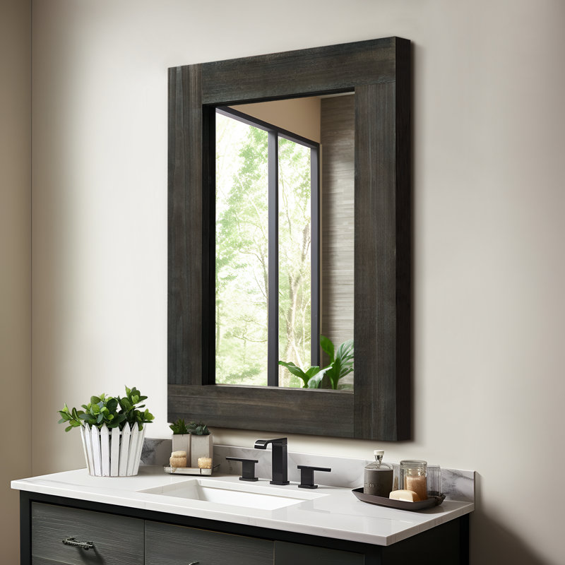 Clearmont Distressed Wood Wall Mirrors, Charcoal