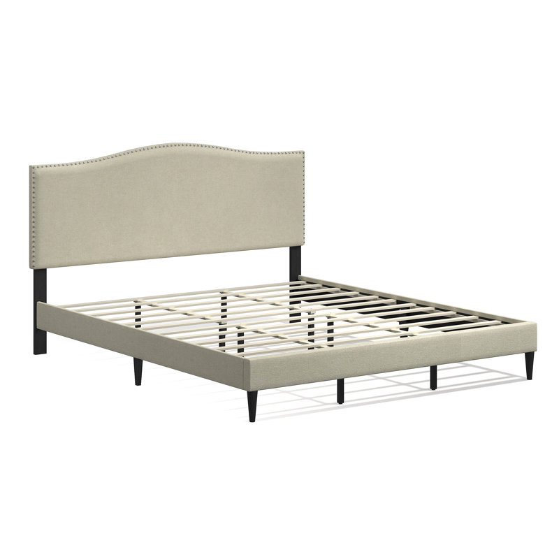 Salvaggio Upholstered Platform Bed, Beige, King