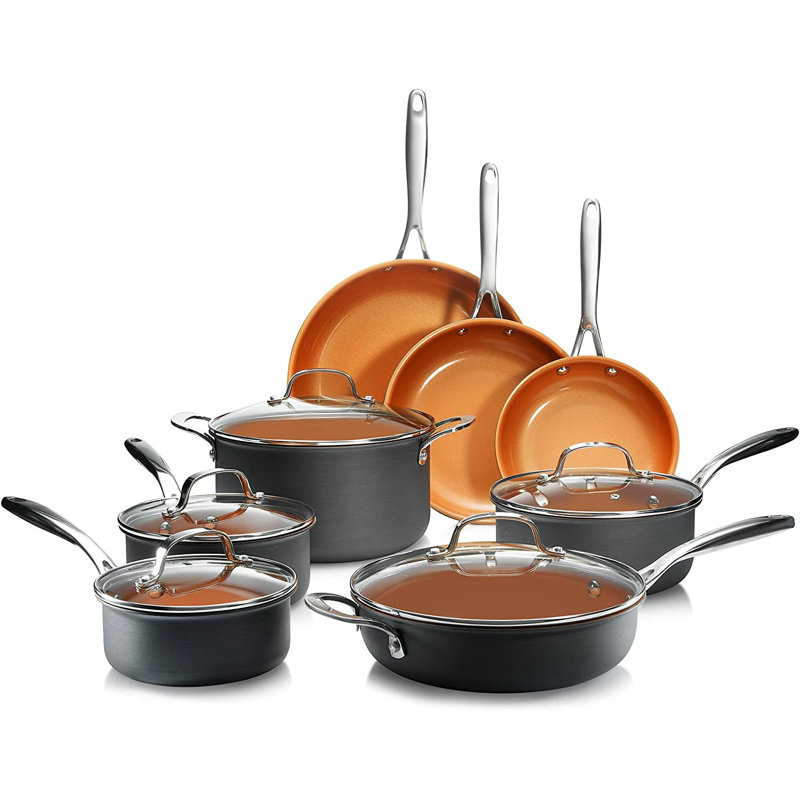 Batterie de cuisine 13 pièces en aluminium anodisé dur Gotham Steel Pro