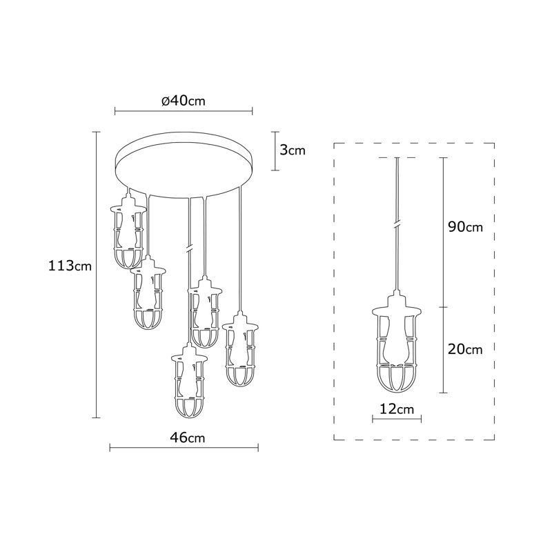 Luminaire suspendu géométrique à 5 lumières Dawley