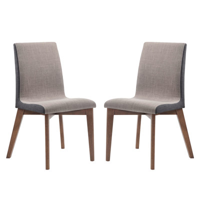 De 2 chaises de salle à manger avec assise rembourrée grise, finition noyer, style Mid-Century moderne pour la table de salle