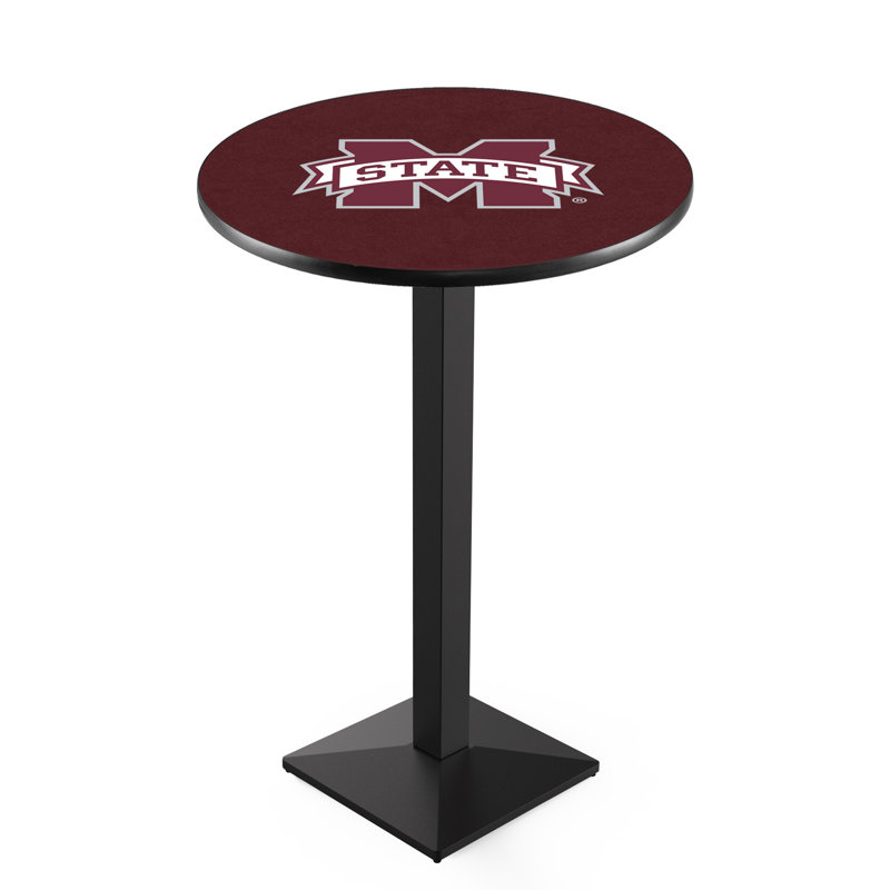 Round Metal Base Dining Table, Black Wrinkle, Mississippi State University