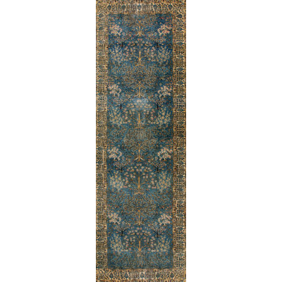 Decorative Light Blue Color Antique Long and Narrow Oversized Indian Gallery Rug