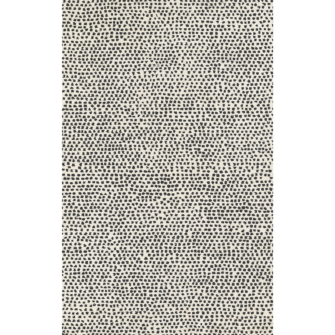 Shentel Abstract Handmade Wool Area Rug in White/Black Foundry Select Rug