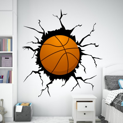 Décalcomanie de ballon de basketball art mural de ballon de sport autocollant mural pour enfants autocollant de cadeaux de basket-ball mural vinyle chambre garçon 1180DRS