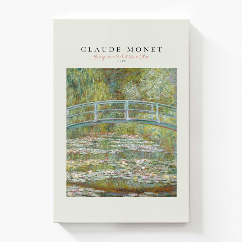 Pont sur un étang de nénuphars par Monet v2, H 54 po x l 36 po x P 1,25 po, Toile tendue