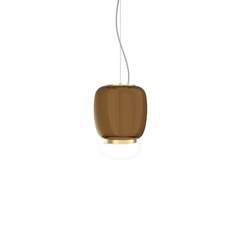 Faro 1 - Light Pendant, 95" H x 11.5" W x 11.5" D, White/Burned Earth, Painted Brass