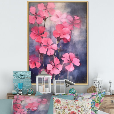 Impression sur toile «Blue and Pink Geranium Minimal Expression I»