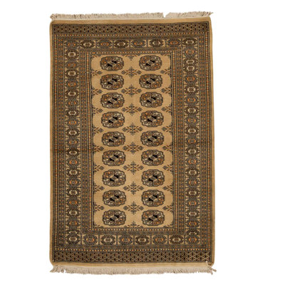 Tapis tissé à la main en crème / brun / noir