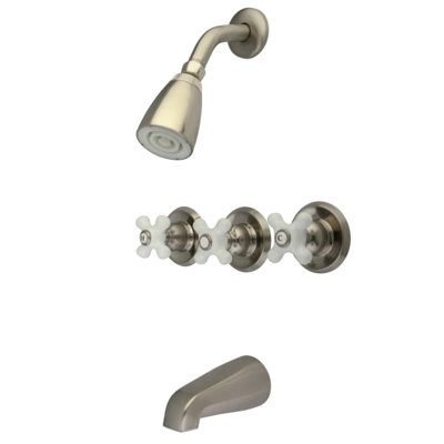 Kingston Brass Victorian Triple-Handle Tub and Shower Faucet