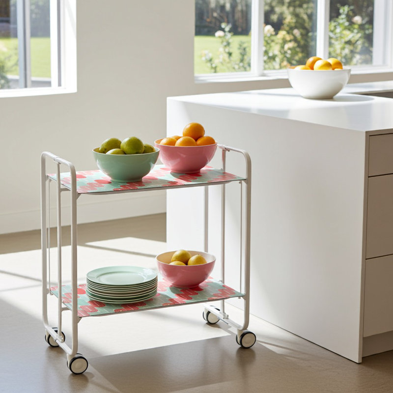 Yates Serving Cart, Red/Green