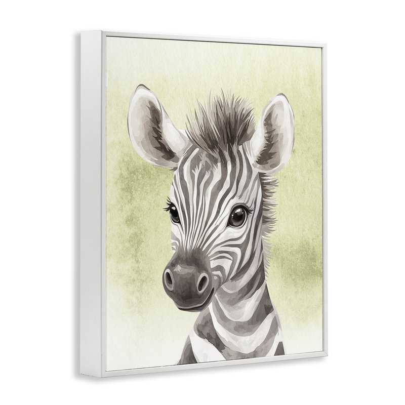 Jungle Friends Baby Zebra, giclée encadrée, conception par Christine Simpson Art, H 14 po x l 11 po