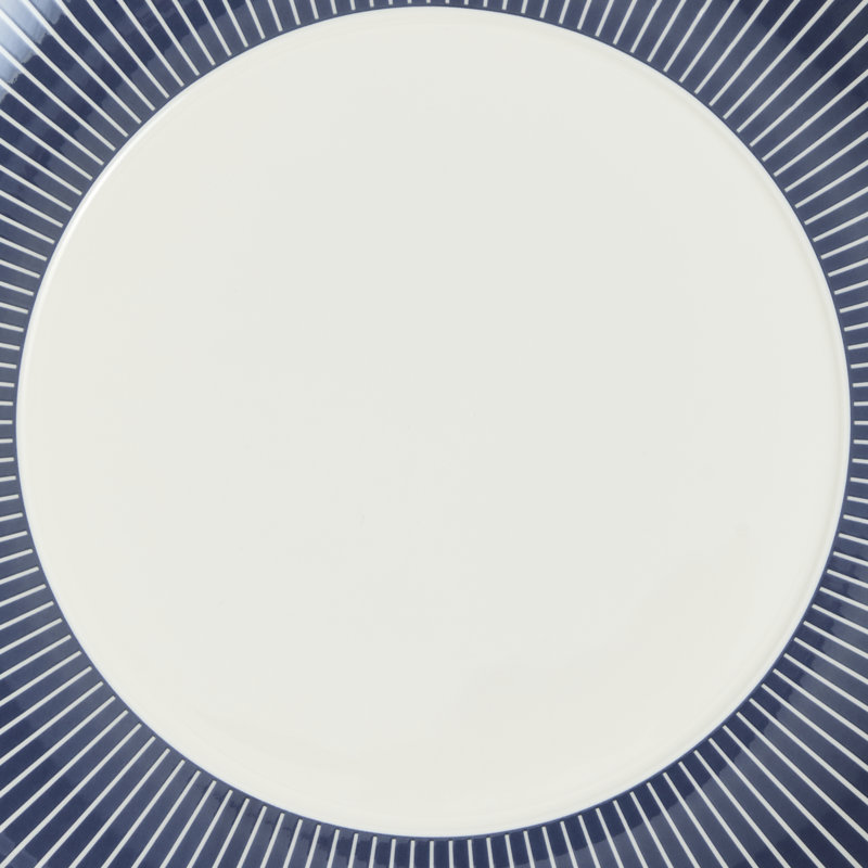 Wedgwood Gio Blue Plate 9.3in Pinstripe, Dark Blue/White