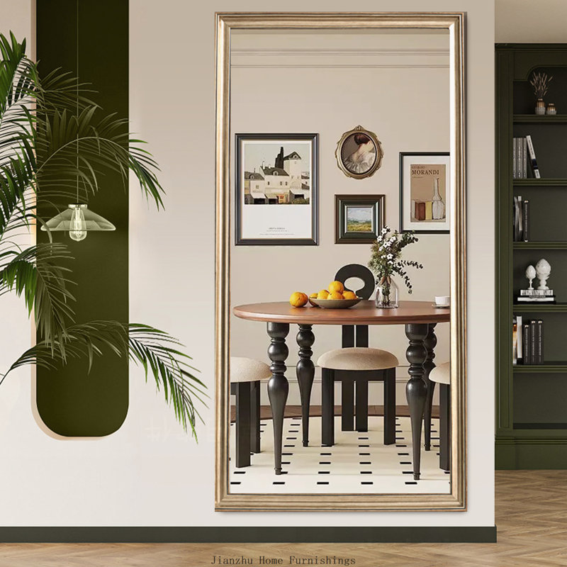 32x70 Inch Full Body Floor Mirror with Artificial Wood Frame for Bedroom and Salon