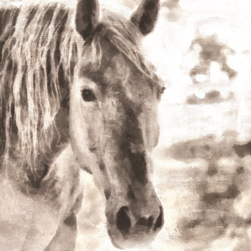 Looking Horse Painted - Wrapped Canvas Painting, 91cm H x 91cm W x 3.8cm D