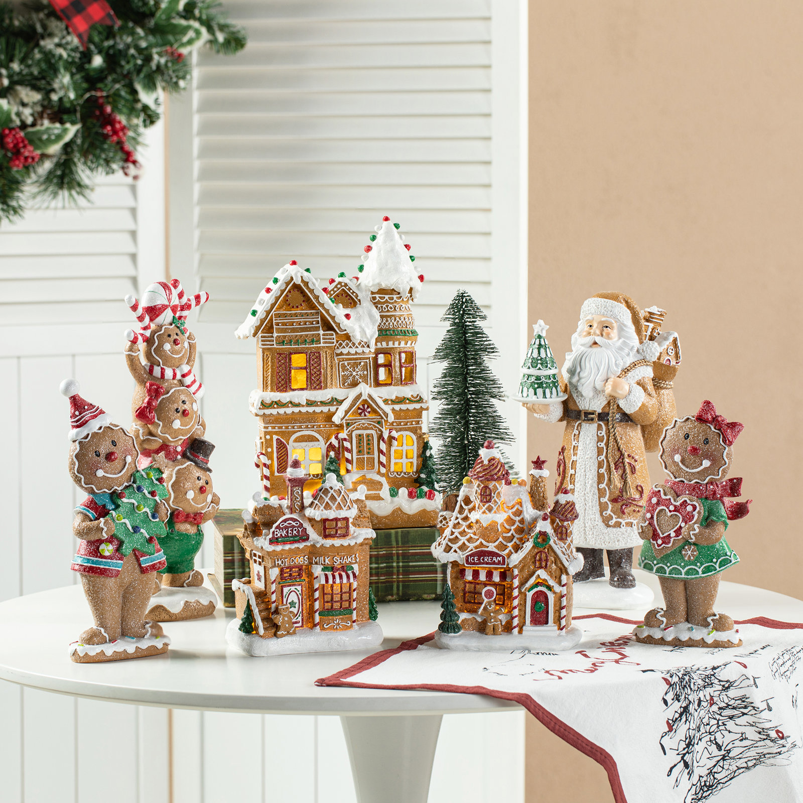 Stacked Gingerbread Resin Holiday Figurine