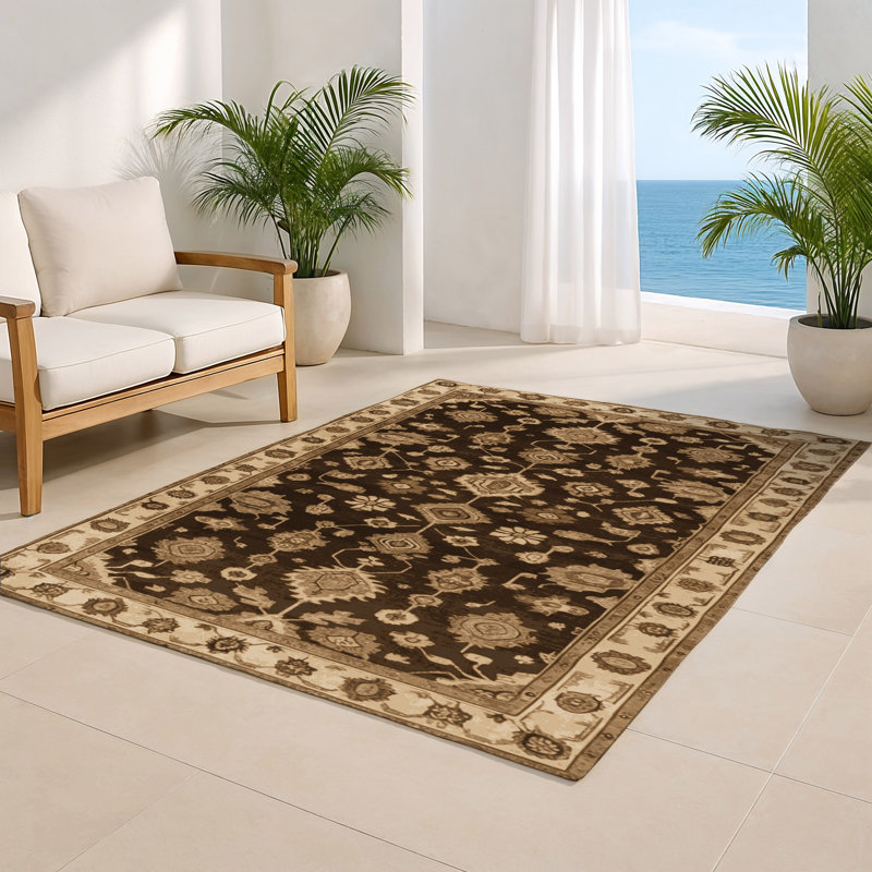 Tapis intérieur et extérieur brun Overdyed, Rectangulaire 8 pi x 10 pi