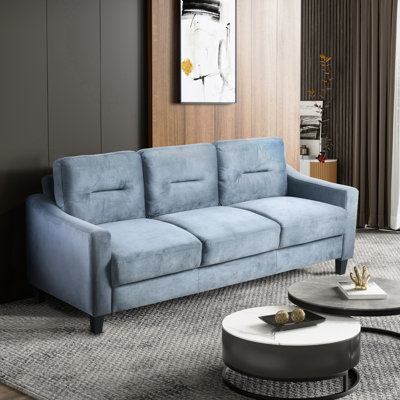 Canapé modulaire polyvalent en velours 3 pour la maison - bleu gris, coussins confortables, détachables, conception compacte, magnifique canapé 3, bureau