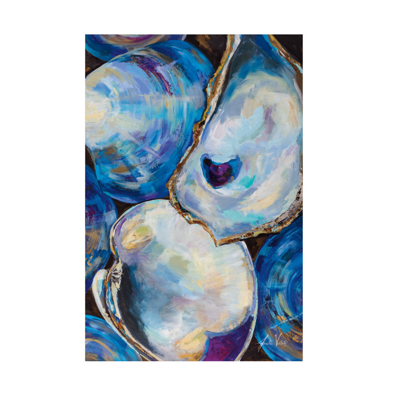 Matunuck Shells White and Blue Abstract Canvas Art