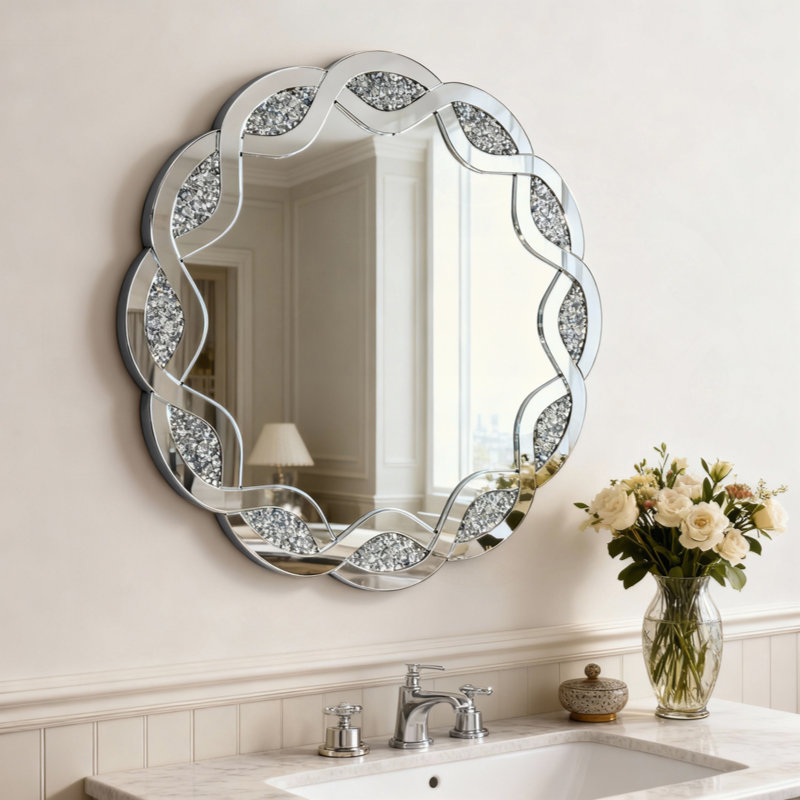 Miroir mural argenté Silver Crush Diamond