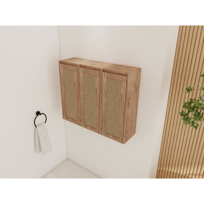 Armoire de salle de bain 3 portes, charnières à fermeture en douceur, unité latérale de fixation élégante de 36 po, intérieur spacieux, design moderne