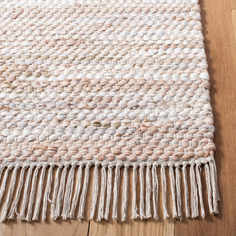Tapis beige en coton tissé à plat à la main Patricia, Rectangle 3 pi x 5 pi