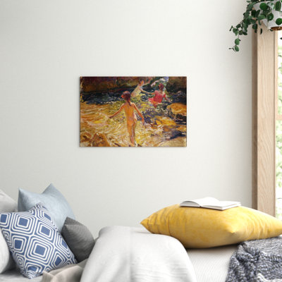 Swimming in the Sea by Joaquin Sorolla y Bastida - Wrapped Canvas