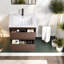 Meuble-lavabo moderne peu encombrant, finition noyer noir
