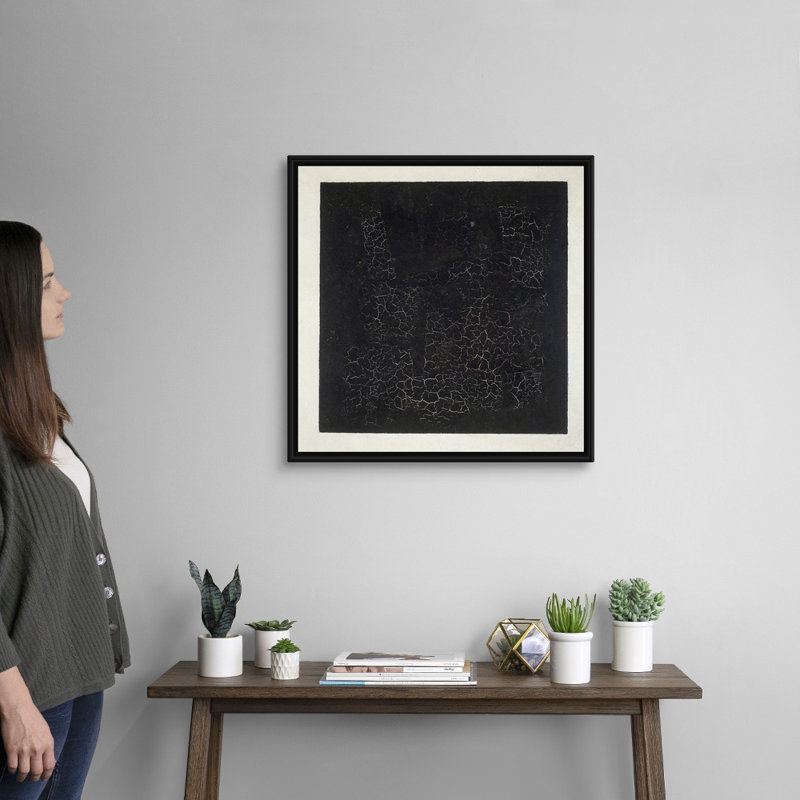 «Black Square, c.1920» par Kazlair Séverinovitch Malevitch, reproduction sur toile, Cadre noir, H 26 po x l 26 po x P 1,75 po