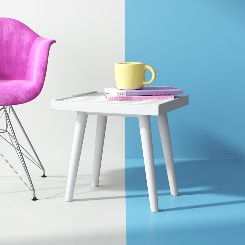 Table de bout en bois massif Eilish, Blanc