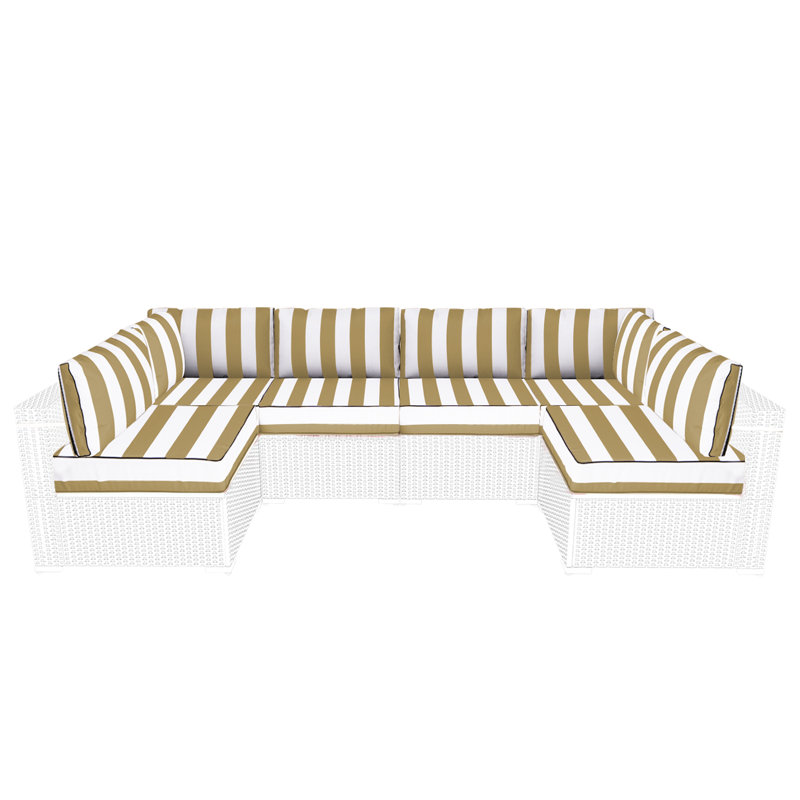 14 Pcs Replaceable Outdoor Cushions Set (set Of 6 Cushions, 6 Backrests, 2 Corner Cushions)-cushion Set Only
