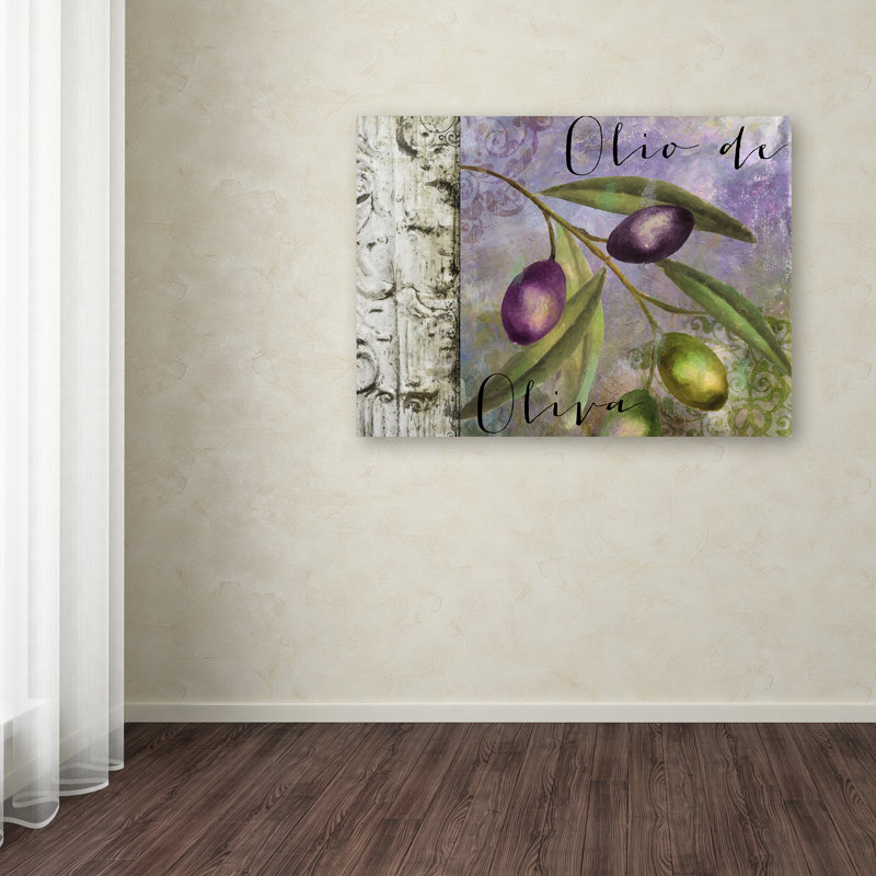 Olivia III Framed Canvas Art with Purple and Green Olives