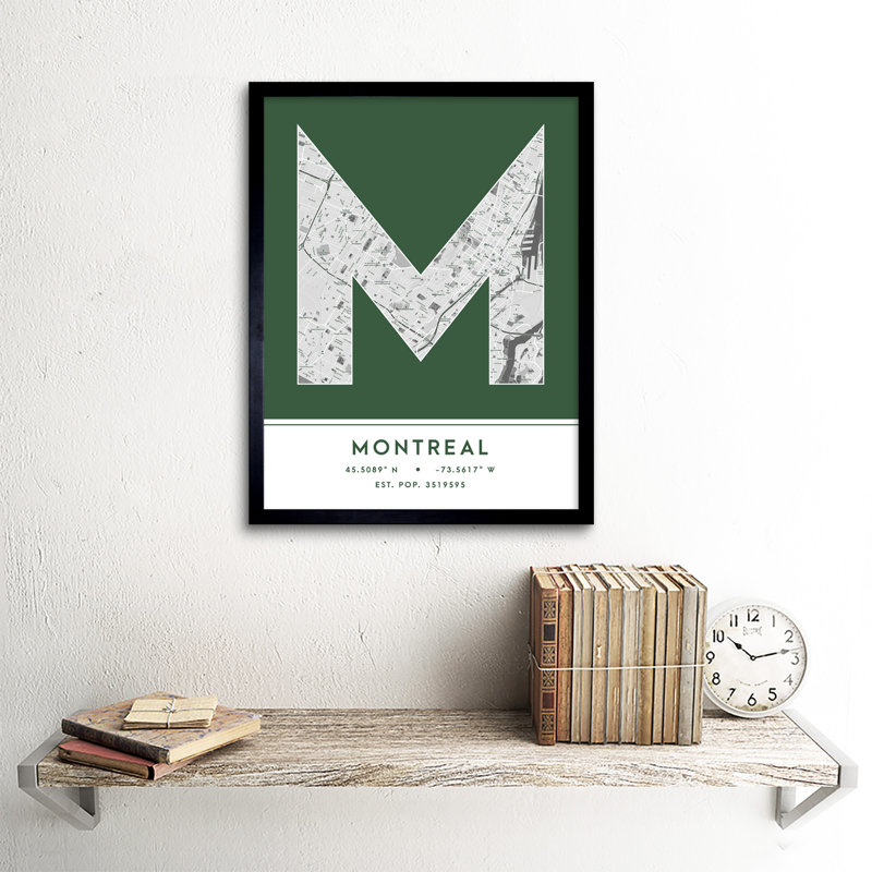Montreal Canada City Map - Single Picture Frame Typography