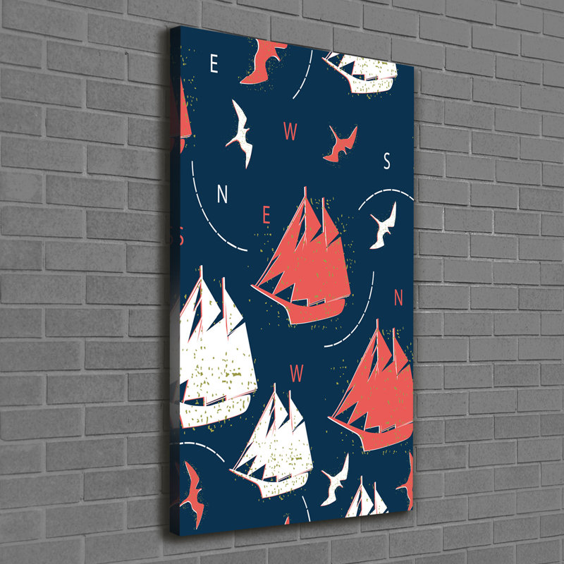 Ships, Sea Birds - Wrapped Canvas Print