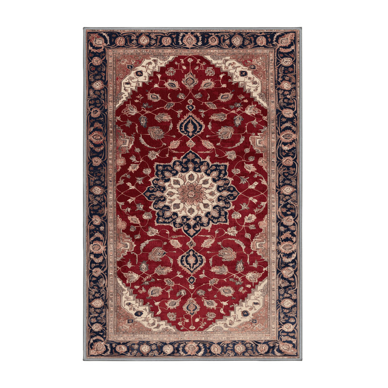 Machine Washable Persian Brown Area Rug, Rectangle 7' x 9'