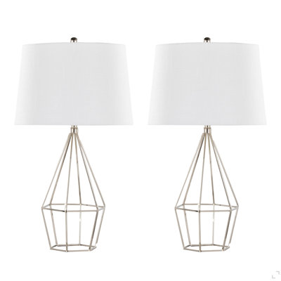 Lampe de table contemporaine en métal 29 "en nickel poli avec abat-jour en satin noir de Grandview Gallery par - ensemble de 2