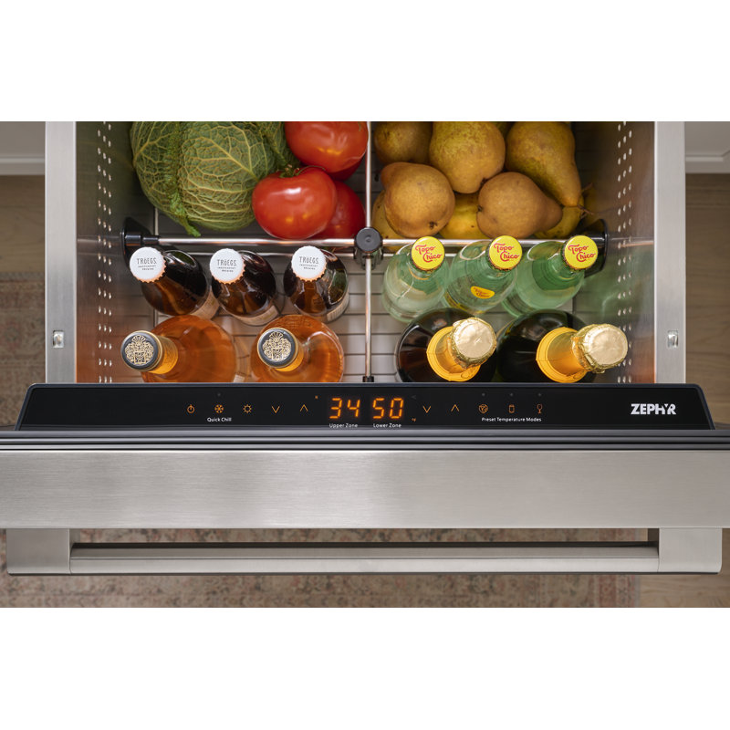 Zephyr Presrv 24" Stainless Steel Built-In Dual Zone Refrigerator Drawers