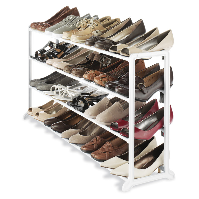 Whitmor White 4-Tier 20 Pair Resin Shoe Rack