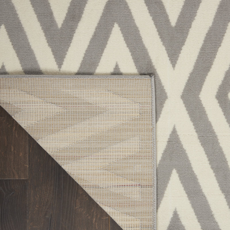 Tapis gris et brun à motif géométrique Horley, Rectangle 5 pi 3 po x 7 pi 3 po