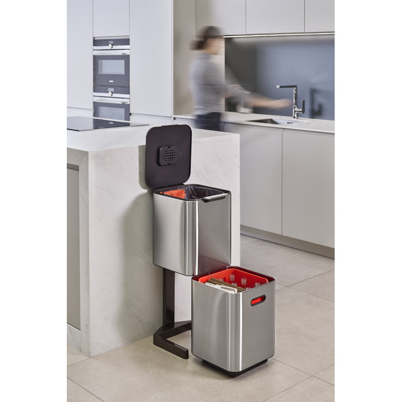 Poubelle de cuisine double Joseph Joseph Totem, Acier inoxydable, 10,60 gallons américains